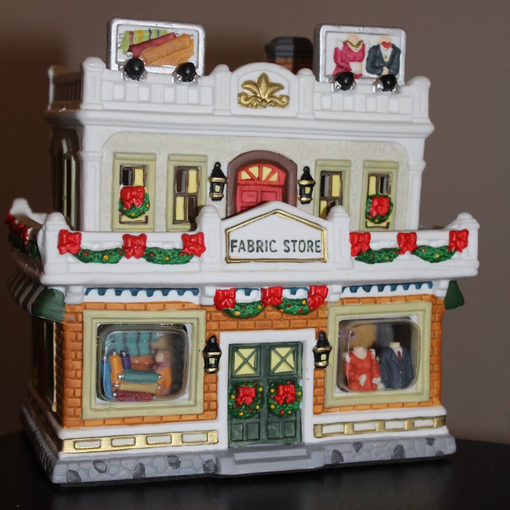 Copperfield Keepsake Porcelain Christmas Village House Vintage Fabric Store